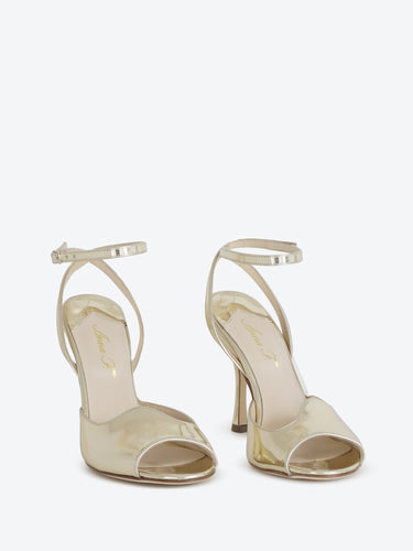 Anna F. sandalo in pelle specchio platino