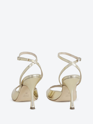 Anna F. sandalo in pelle specchio platino