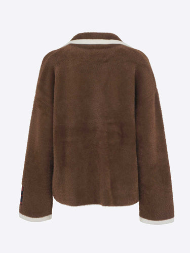 Essentiel Cardigan marrone con profili a contrasto